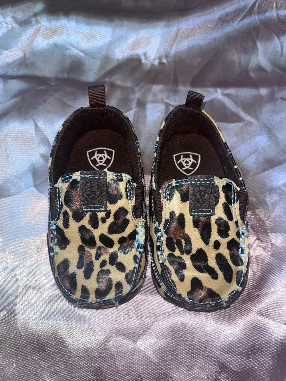 Ariat Kids Leopard Print Slip-On Moccasins - Brown, Black, Cream